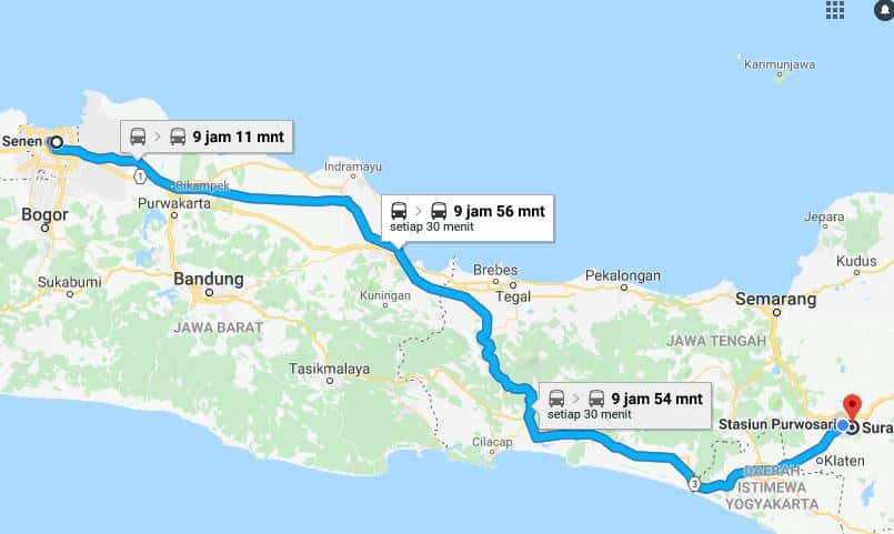 Estimasi Rute Solo–Jakarta - garasimod