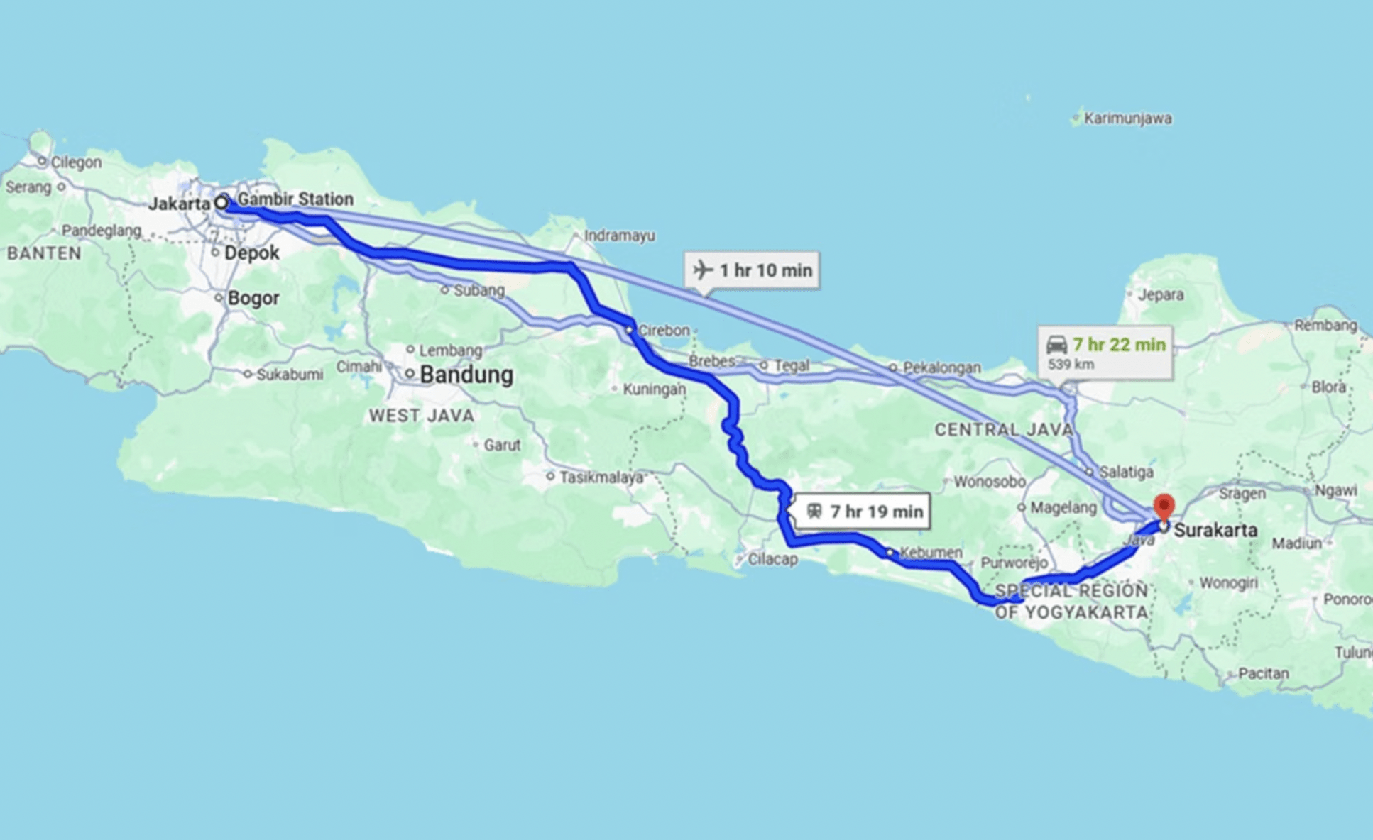 estimasi rute jakarta - solo