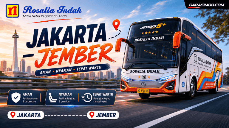 Bus wisata ROSALIA INDAH di Jakarta dan Jember, layanan aman, nyaman, dan tepat waktu.