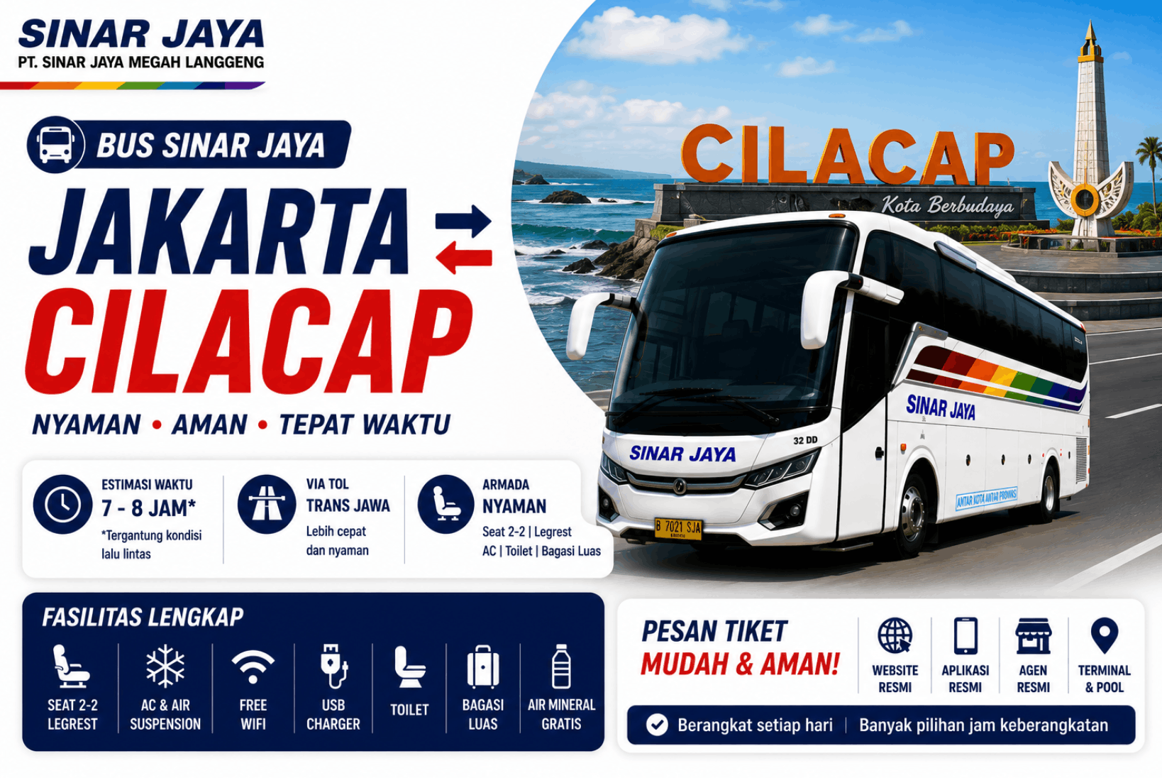 Bus Sinar Jaya Jakarta Cilacap 2026- Jadwal, Harga Tiket & Titik Jemput Lengkap